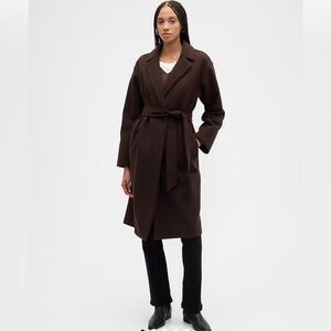 Gap Chocolate Brown Relaxed Wrap Coat NWT